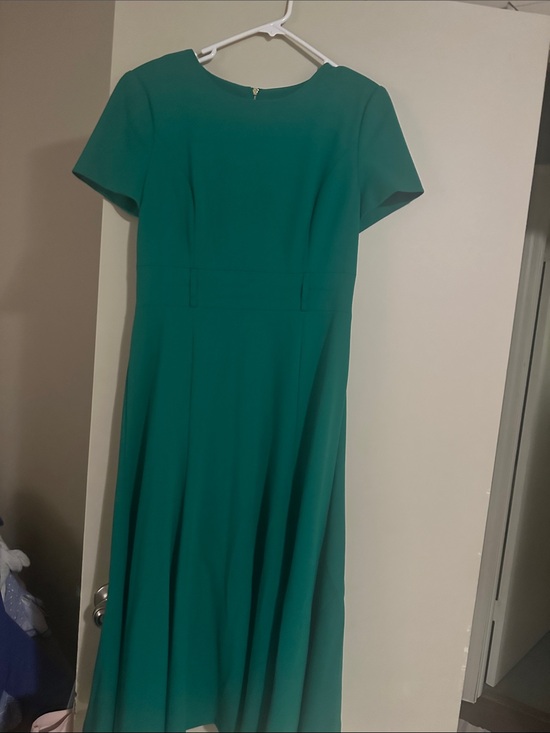 Calvin Klein Teal Short-Sleeve Fit-and-Flare Midi Dress